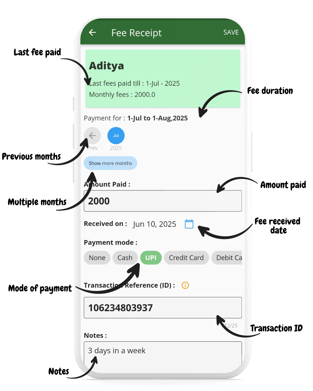 Fee Receipt Anatomy